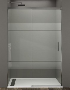 Mampara GME Basic Titanio modelo 1 fijo y 1 corredera sin perfil inferior 2