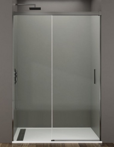 Mampara GME Basic Titanio modelo 1 fijo y 1 corredera sin perfil inferior