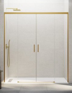 Mampara Basic GME Dorada modelo 2 fijos y 2 correderas sin perfil inferior