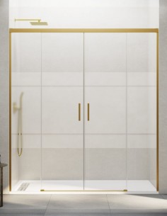 Mampara Basic GME Dorada modelo 2 fijos y 2 correderas sin perfil inferior 2