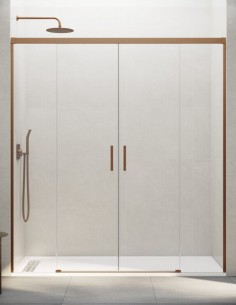 Mampara Basic GME Cobre modelo 2 fijos y 2 correderas sin perfil inferior