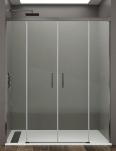 Mampara Basic GME Titanio modelo 2 fijos y 2 correderas sin perfil inferior