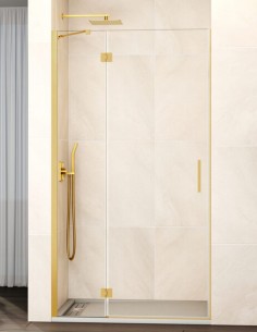 Mampara para ducha abatible dorada modelo GLASS de GME