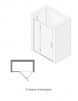 Mampara para ducha abatible dorada croquis