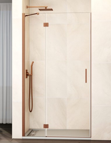 Mampara para ducha abatible cobre modelo GLASS de GME