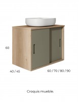 Mueble de baño con puertas correderas croquis
