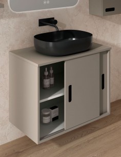 Mueble de baño con puertas correderas modelo GAUDÍ lavabo incluido de Socimobel 2