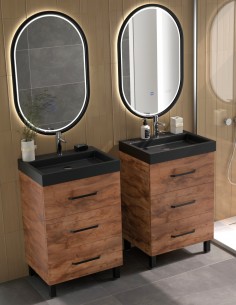Mueble baño 3 cajones con espejo óvalo -  FUNY