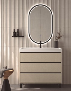 Mueble lavabo HE + Espejo óvalo - 3 cajones VERSO