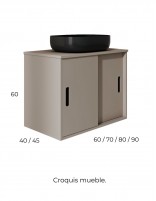 Conjunto de baño con puertas correderas croquis