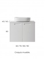 Conjunto de baño con puertas croquis