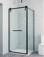 Mampara negra 1 hoja pivotante + lateral fijo modelo Tierra de Bathplus