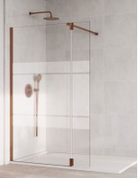 Mampara cobre fija y abatible decorada