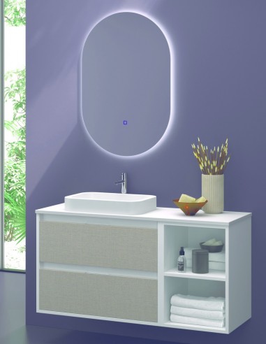 Mueble 2 cajones + 2 huecos + encimera blanca - AZO