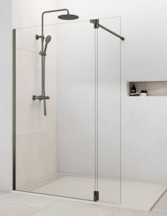 Mampara titanio fija y abatible modelo vidrio de 8 mm. SCREEN de GME