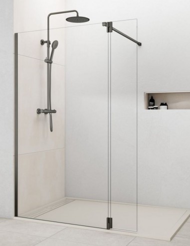 Mampara titanio fija y abatible modelo vidrio de 8 mm. SCREEN de GME