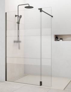 Mampara titanio fija y abatible modelo vidrio de 8 mm. SCREEN de GME 2