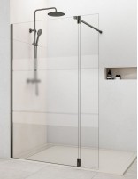 Mampara titanio fija y abatible decorado