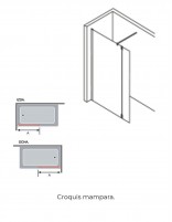 Mampara dorada fija y abatible croquis