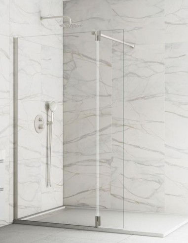 Mampara níquel fija y abatible modelo vidrio de 8 mm. SCREEN de GME