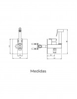Croquis Grifo de bidé empotrado a pared cuadrado - níquel cepillado Orion de GME