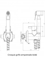 Grifo monomando empotrado para bidé cromo de GME medidas