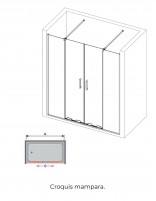 Mampara dorada fijos + correderas croquis