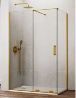 Mampara dorada frontal + lateral fijo 8 mm. modelo KENNA de GME