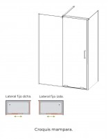 Mampara dorada frontal + lateral fijo 8 mm. croquis