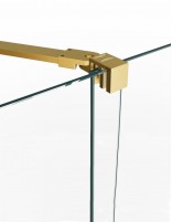 Mampara angular dorada fijos + correderas detalle brazo