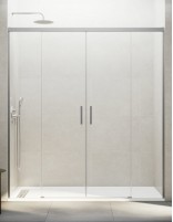 Mampara Basic GME Níquel modelo 2 fijos y 2 correderas sin perfil inferior