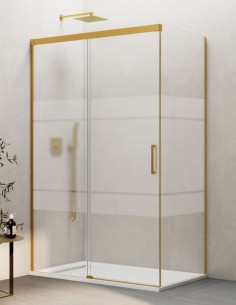 Mampara Basic dorada + lateral fijo - sin perfil inferior de GME 2