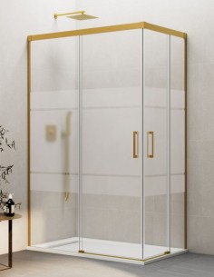 Mampara angular Basic dorada modelo sin perfil inferior de GME 2