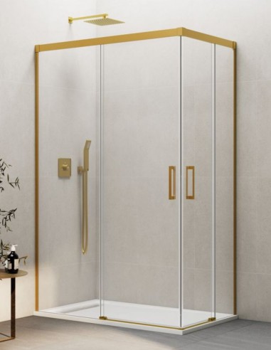 Mampara angular Basic dorada modelo sin perfil inferior de GME
