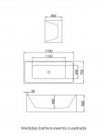 Croquis bañera cuadrada