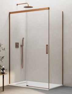 Mampara Basic cobre + lateral fijo sin perfil inferior de GME