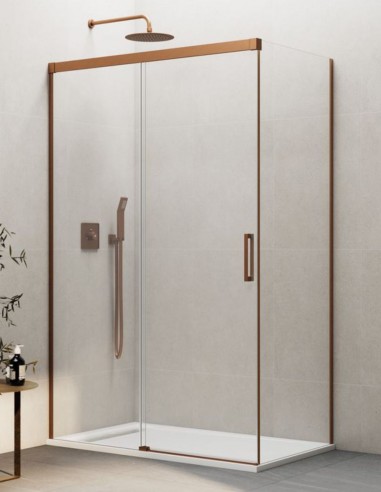 Mampara Basic cobre + lateral fijo sin perfil inferior de GME