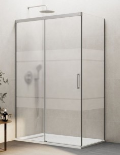 Mampara Basic níquel + lateral fijo modelo sin perfil inferior de GME 2