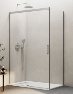 Mampara Basic níquel + lateral fijo modelo sin perfil inferior de GME