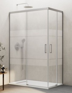 Mampara angular Basic níquel modelo sin perfil inferior de GME 2