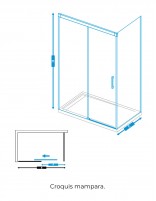 Mampara Basic níquel + lateral fijo croquis