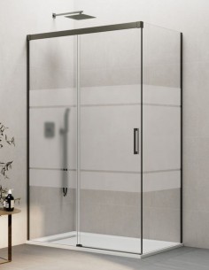 Mampara Basic titanio + lateral fijo modelo sin perfil inferior de GME 2