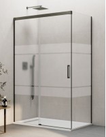 Mampara Basic titanio + lateral fijo decorado