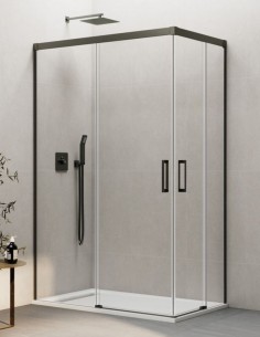 Mampara angular Basic titanio modelo sin perfil inferior de GME