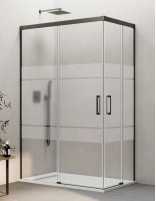 Mampara angular Basic titanio decorado