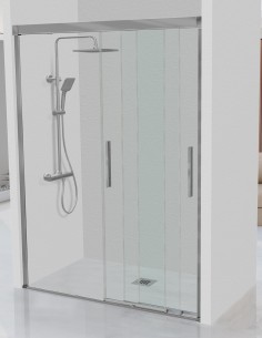 Mampara de ducha cromo frontal 3 puertas correderas ESTRELLA - de Kassandra