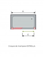 Croquis Mampara de ducha negro mate frontal 3 puertas correderas ESTRELLA - de Kassandra