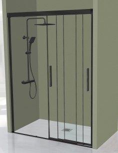 Mampara de ducha negro mate frontal 3 puertas correderas ESTRELLA - de Kassandra