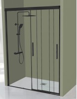 Mampara de ducha negro mate frontal 3 puertas correderas ESTRELLA - de Kassandra