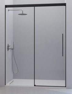 Mampara de ducha 1 fijo + 1 corredera negra - PAVIA de Kassandra